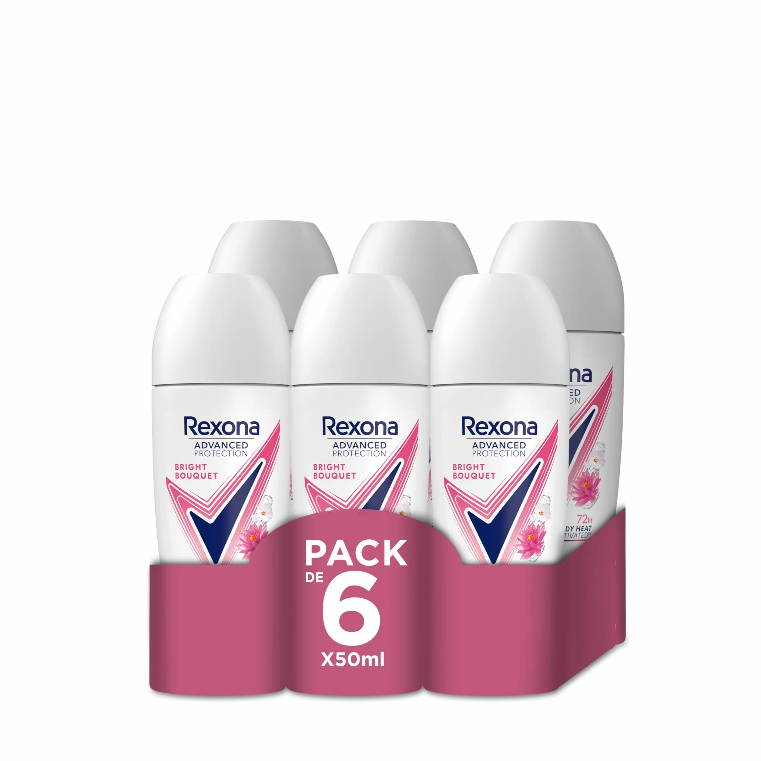 Rexona Advanced Protection Deodorante antitraspirante Roll-On per donna Bright Bouquet 72h 50 ml - Confezione da 6 pezzi