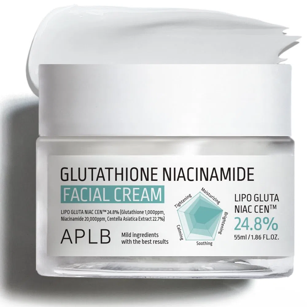 APLB Crema Viso Glutatione Niacinamide | Niac CEN Lipo Gluta 24.8% 1.86 FL.OZ/Cura della pelle coreana, idratazione profonda di niacinamide, migliore elasticità della pelle, rivitalizzazione per