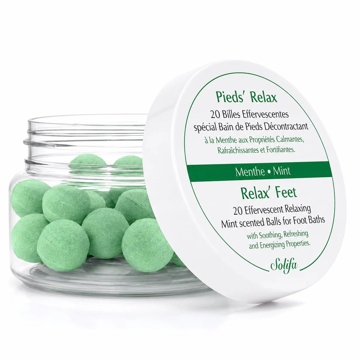 PIEDS’RELAX (MENTA) - Trattamento Pediluvio - 20 Biglie Effervescenti con Oli Essenziali Calmanti e Rinfrescanti - Origine: Francia