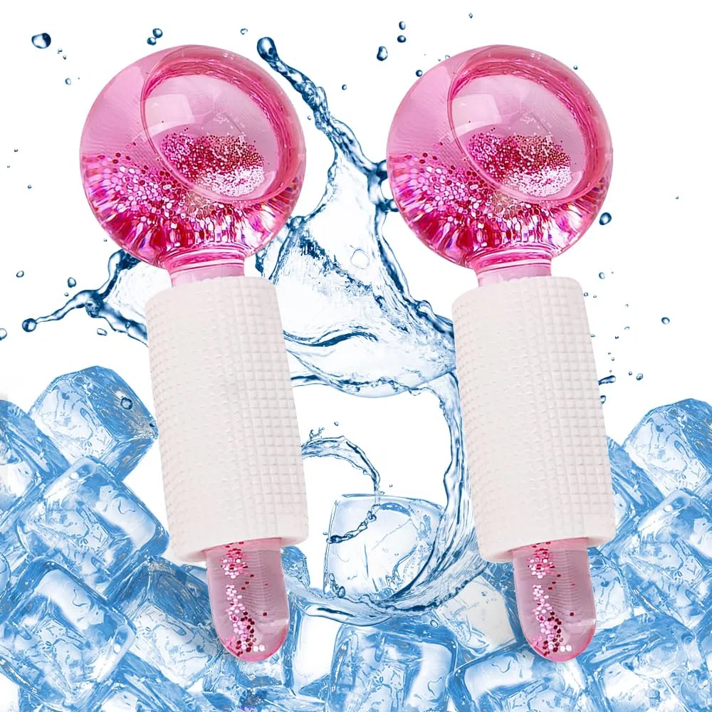 mizikuu Facial Ice Globes, 2 Pezzi Massaggio Ice Roller Ball Per Viso, Occhi e Collo, Sfere Di Raffreddamento, Per Ridurre Il Gonfiore e Le Occhiaie, Migliorano La Circolazione Sanguigna, Rosa