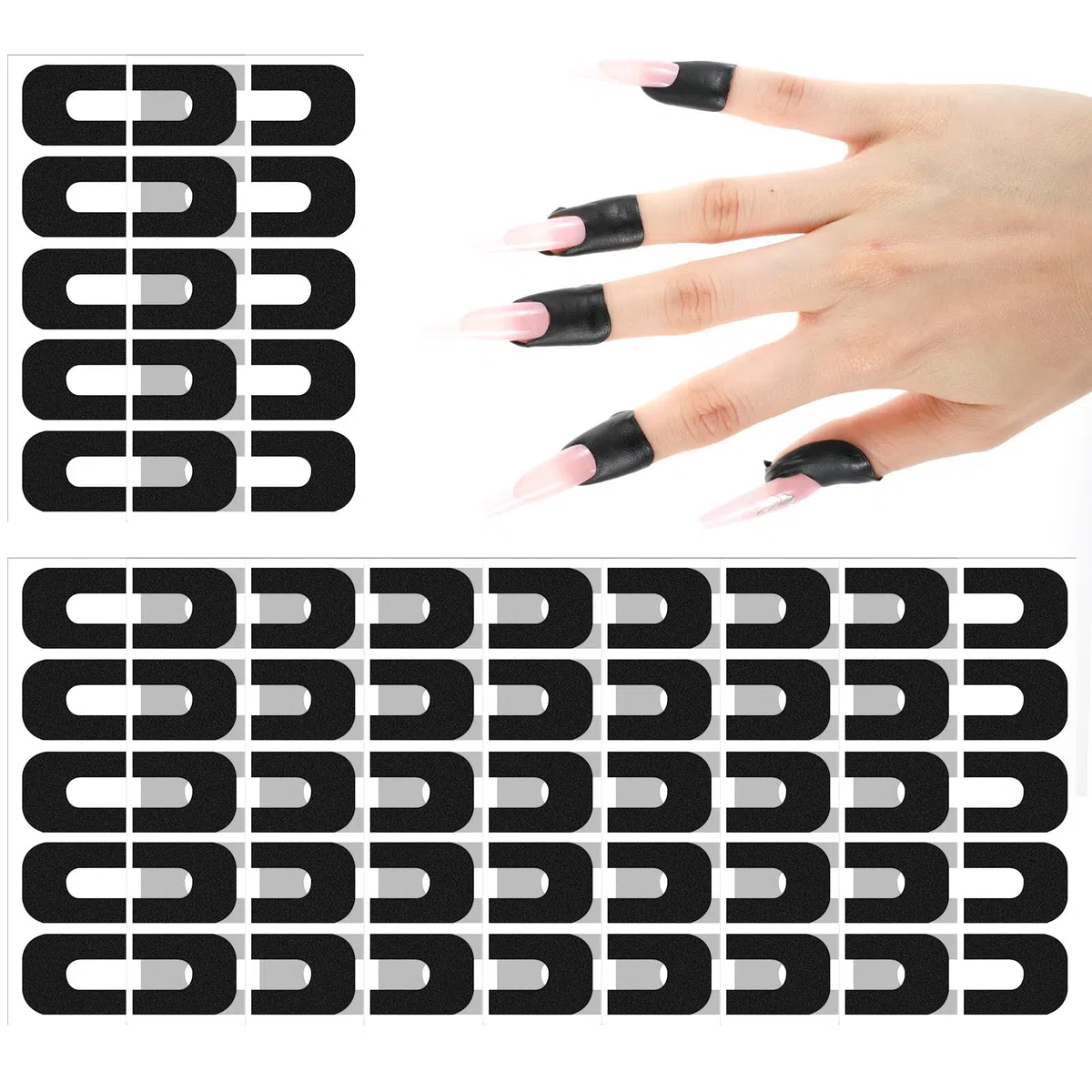 100 pezzi di protezione per smalto per le dita, protezione cuticola per pittura delle unghie, barriera per smalto per unghie in lattice a forma di U, protezione per cuticole della pelle, nastro di