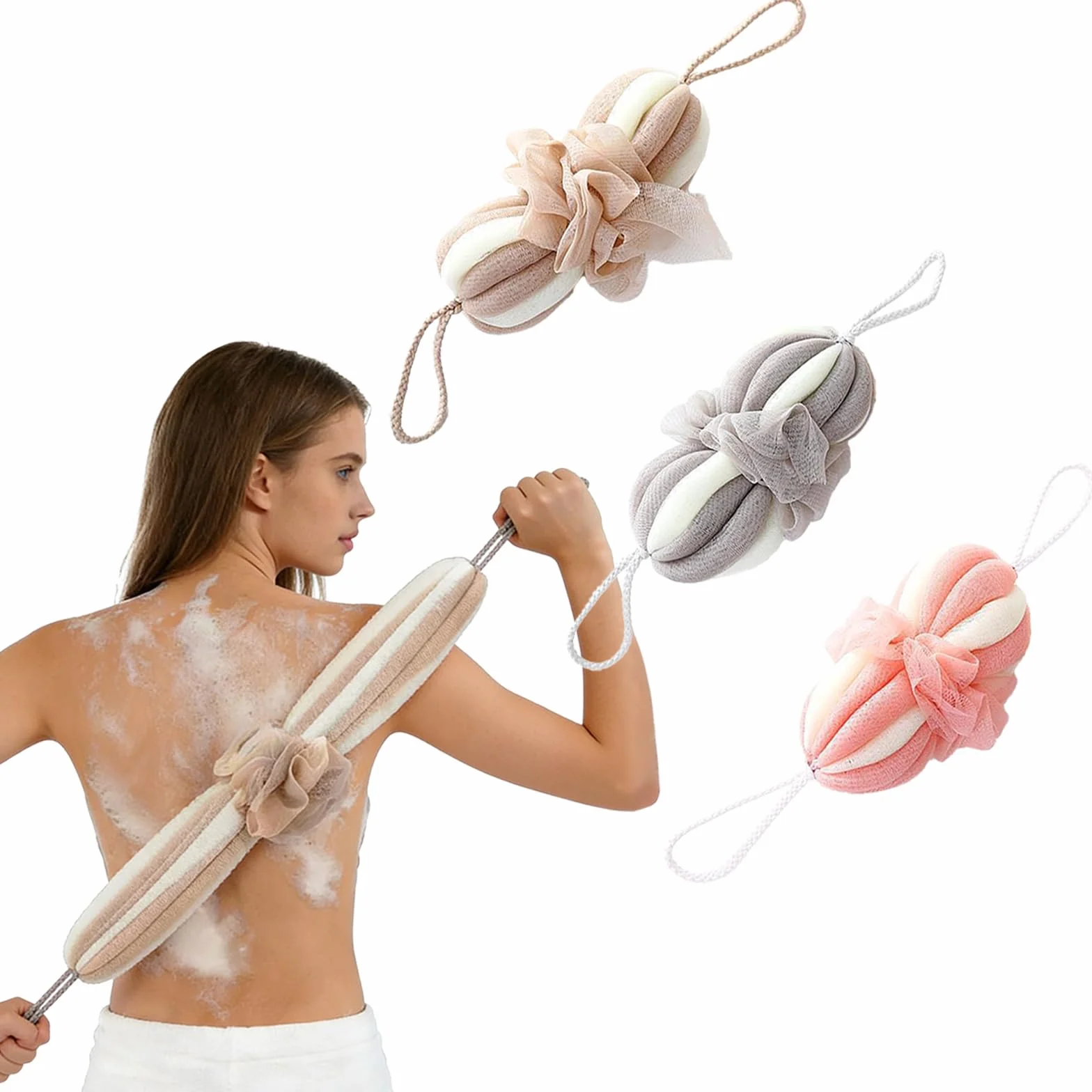 3 Pezzi Spugna da Bagno per il Corpo Estensibile Spugna da Doccia Spugna a Rete Esfoliante Mesh Spugne da Bagno con Cordino per il Corpo per Donne Uomini Scrub e Pulizia (3 Pezzi)