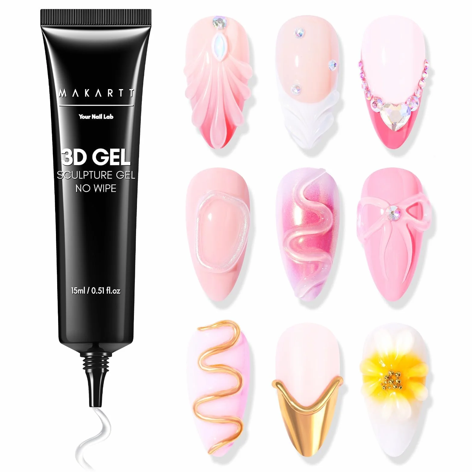 Makartt Gel per Scultura 3D, 15 g, Trasparente, Multifunzione per Nail Art, Fai Da Te