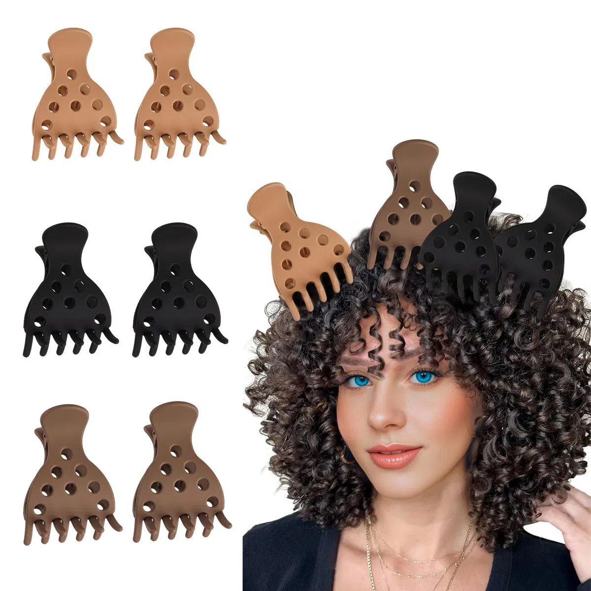 BelleVive 6 pezzi clip volumizzanti per capelli, clip per volume ricci e clip a granchio, sollevatori di radici per ricci elastici, clip sollevanti senza pieghe, colore 2